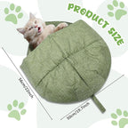 2 Pcs Cat Sleeping Bag, Linen Fabric Nest Cat Bed Cave Leaf Cuddle Covered Pet Hide Cozy Hood Burrowing Zone Soft Durable Washable with Nonslip Bottom for Indoor Puppy and Kitten(Green)