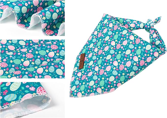 Lionet Paws Easter Dog Bandana for Small Medium Dogs,Green Dog Kerchief Eggs Dogs Triangle Bibs Scarf for Girl or Boy