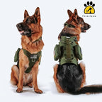 Forestpaw Dog Harness for Large Dogs,Tactical Dog Harness with Handle,No Pull Military Service Dog Vest with Pockets Adjustable for Walking Training,Green,Chest 21.5-45"
