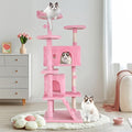 70" Multi-Level Cat Tree Tower with Scratching Posts, Toys & Condo - Space-Saving Design for Indoor Kittens, Compact Floor Footprint & Vertical Space for Multi-Cat Homes-Pink