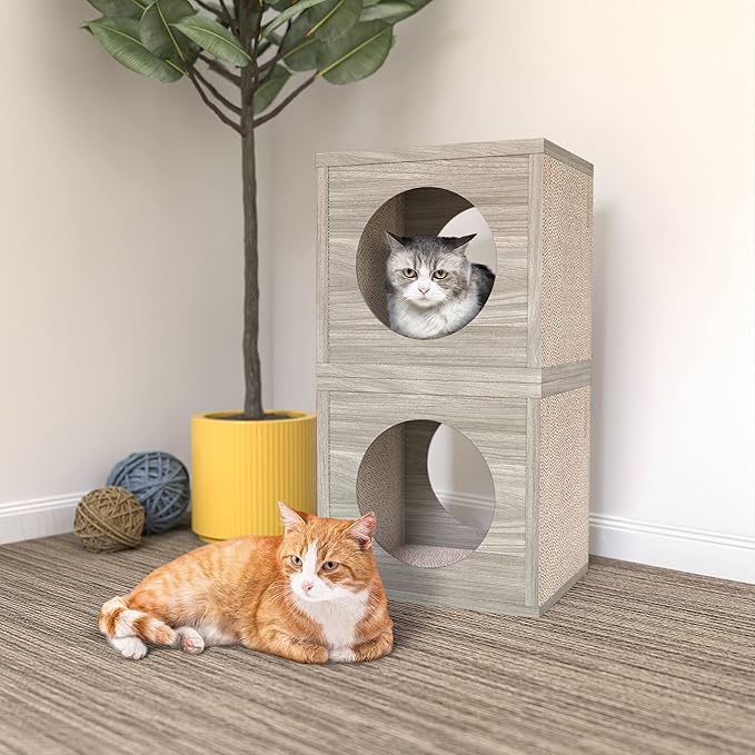 Way Basics Premium Cube Cat Scratcher Lounge - Scratch and Play zBoard Lasts 5X Longer