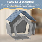 Dog House Outdoor for Puppy, Durable Small Dog House Indoor, Waterproof and Scratch Resistant Animal Shelter with Air Vents and Elevated Floor, Easy Assembly (Deep Blue)