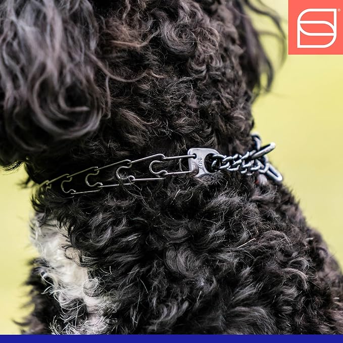 Herm. Sprenger Ultra-Plus Micro Prong Dog Training Collar for Smaller Dogs, Anti Pull Training Pinch Collar, Stainless Steel Black (1.5mm x 9.5" Neck Size; 12"-13" Chain Length) - Swivel-Ring Version