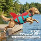 ASENKU Dog Life Jacket - Pet Safety Vest for Swimming & Boating, Shark Life Jacket with Floatation, Dog Lifesavers Swimsuits for Small Medium Large Dogs (RedGreen, 2XL)