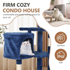 FDW | 36" Cat Tree Tower | Navy Blue | Multi-Level Indoor Activity Center with Sisal Scratching Posts, Condos, Plush Perches, Hanging Cat Toys | Sturdy, Easy to Assemble | for Kittens & Adult Cats