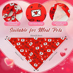 Abbylike 50 Pcs Valentines Day Dog Bandanas Bulk Red and Pink Bandanas for Dogs Triangle Kerchief Bibs Scarf for Pet Romantic Costume Photo Props Accessories Pet Shops Groomers (25.6 x 17.7 x 17.7)