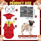 5 Pcs Dog Graduation Costume Set Include 2026 Pet Graduation Gown with Stole Puppy Grad Cap Lensless Glasses DIY Letter Stickers for Dogs Cats Holiday Costume Accessory(Red Yellow,M)