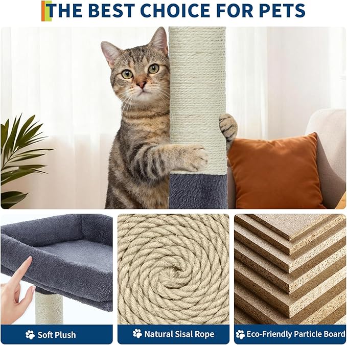 Plush Cat Tree Multi-Level Cat Tower with Scratching Posts for Indoor Cats