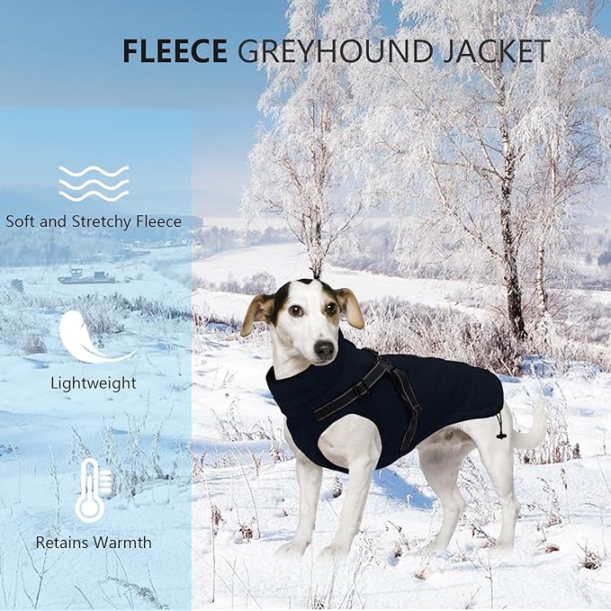Geyecete Winter Warm Coat Waterproof Dog Winter Jacket with Harness Traction Belt,Pet Outdoor Jacket Dog Autumn and Winter Clothes for Medium, Small Dog-Navy-XS