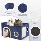 Heeyoo Cat House for Indoor Cats - Large Cat Bed Cave with Fluffy Ball and Scratch Pad, Foldable Cats Houses & Condos, Cat Hideaway, Covered Kitty Bed for Multi Small Large Kitty, 23.8x15.9x13.2 Inch