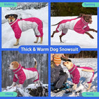 MIGOHI Full Body Dog Coat - Warm Reflective Winter Coat for Medium Dogs with Harness,Turtleneck Dog Fleece Jacket,Four-Leg Windproof Puffer Jackets Snowsuit with Zipper for Small Medium Large Dogs,M