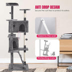 24/7 Shop at Home Court 70 inch Multi-Level Cute Cat Tree Tower with Dangling Ball and Scratching Posts for Indoor Cats Adults, Kitten Supplies, Pet House, Light Gray