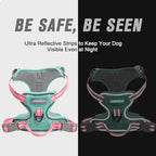 BARKBAY No Pull Dog Harness Front Clip Heavy Duty Reflective Easy Control Handle for Large Dog Walking(Cool Mint & Baby Pink,S)