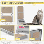 Cat Scratcher Cat Scratch Pad L Shape Wall Mounted Dual Use (Vert/Horiz) Kitten Bunifa Scratching Card Board Vertical Post with Ball Toys Feathers,Protecting Furniture Core is Replaceable Large Grey