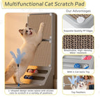 Cat Scratcher Cat Scratch Pad L Shape Wall Mounted Dual Use (Vert/Horiz) Kitten Bunifa Scratching Card Board Vertical Post with Ball Toys Feathers,Protecting Furniture Core is Replaceable Large Grey
