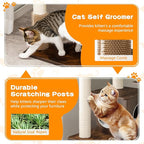Tangkula Tall Cat Tree, 71-Inch Cat Tower with Multi-Layer Platform, Modern Wood Cat Tree with Sisal Scratching Posts, Self Groomer, Cat Condo, Washable Cushions for Large Cats 20 lbs Heavy Duty