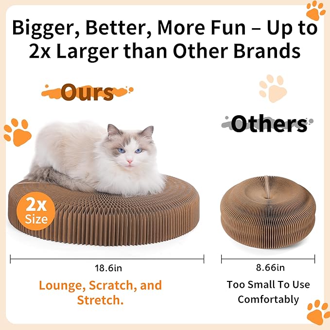 Twisty Magic Organ Cardboard Kitty Cat Scratcher, Extra-Large Accordion Foldable Magnetic Scratching Pad with Upgraded Magnets and Balls, Interactive Toy for Indoor Cats