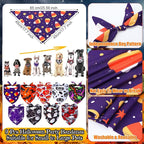 Sadnyy 18 Pcs Halloween Dog Bandanas Bulk Pumpkin Dog Bandanas Spider Triangle Scarf Adjustable Bat Headbands Bib for Small Medium Large Pet Halloween Holiday Costume Accessories