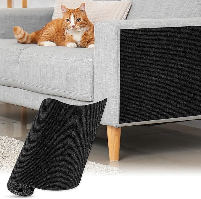 uxcell Self-Adhesive Cat Scratching Mat, 1 Roll 39.4" x 15.8" Couch Protector from Cat Claws for DIY Sofa, Wall, Doors, Cut Anti Cat Scratch Pad Carpet Mat, Black
