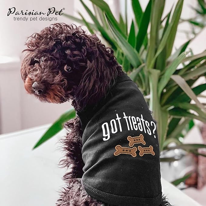 Parisian Pet Dog Shirt – 100% Cotton Shirts for Large Dogs – Black Sleeveless Puppy Clothes – Lightweight and Breathable Pet Apparel – Cool and Stylish Dog Clothes - Stretchy T Shirts for Dogs