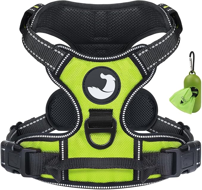 Joytale No Pull Dog Harness for Small Dogs, Reflective Pet Vest with Front Clip, Adjustable Soft Padded Harnesses with Easy Control Handle for Training and Walking, Green, S