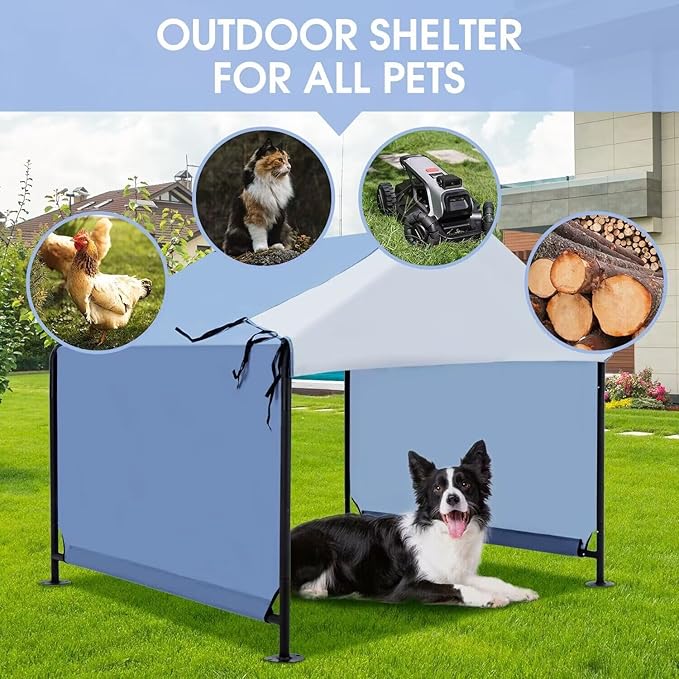 4x4 FT X-Large Outdoor Dog House for Large Dogs, Heavy Duty Weatherproof Dog Kennel with Upgraded Doors, Dog Tent for Outside Shelter, Waterproof Canopy Pet House for Small Animals, Navy Blue