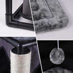 Goetland PVC Modern Cat Condo Cat House Cat Tree Small Cat Tower Bed Scratching Post Dangling Ball Hole for Kitty Indoors Cat Gray