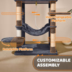 Topeakmart 59 inches Cat Tree Cat Tower Stand House Condo with Big Hammock Scratching Post Kitty Pet Play House