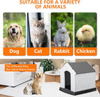 ZENY Plastic Dog House - Waterproof Dog Kennel with Air Vents and Elevated Floor All Weather Indoor Outdoor Insulated Doghouse Puppy Shelter, Easy to Assemble (Grey, 28inch)