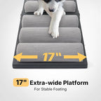 Veehoo Dog Ramp for Bed Couch Height Adjustable from 17" to 23", Foldable Stairs for Dogs to Get on Bed 17" Extra Wide, Portable Pet Doggie Steps Indoor with Non Slip Pad, Support up to 150 lbs