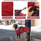 Doglay Dog Jacket Waterproof Dog Coat with Harness Built in, Christmas Puppy Winter Coat Reflective Turtleneck Puffer Snow Jackets for Small Medium Large Dogs
