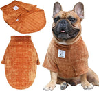 iChoue Pet Dog Winter Warm Sweater Clothes Turtleneck for French Bulldog Pug Boston Terrier Corduroy Cold Weather Pullover Coat Shirt - Coffee/Large