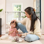 Regalo Safety 29-49" Easy Step Extra Wide Baby Gate for Doorways & Bottom of Stairs, Pressure Mounted Safety Gate with Door for Babies, Toddlers & Pets, Platinum