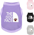Personality Canine Attire: Soft, Lightweight Cotton Dog Clothes with 'The Dog Face' Print. Small and Medium Breeds, Perfect for Everyday Wear, Comfortable and Breathable Dog Shirt Purple S