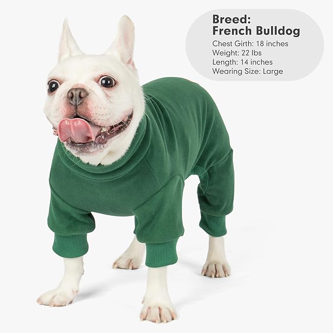 cyeollo Dog Pajamas Small, Stretchable Fleece Pet Onesie Coat for Small Dogs Pjs Warm Puppy Jumpsuit Soft Cold Weather Dog Clothes Outfits, Green S