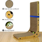 27" L Shaped Cat Scratchers for Indoor Cats, Corrugated Cardboard Cat Scratcher Pad, Vertical Scratching Board Indoor Use Protecting Furniture Scratch Pad, Cardboard Scratching with Ball Toy
