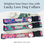 Lucky Love Dog Martingale Dog Collar & Leash - Adjustable, No-Slip, Durable, Comfortable, Soft Webbing, & Stylish Patterned Collar & Leash Set for Male and Female Dogs - Rosie Combo, Medium