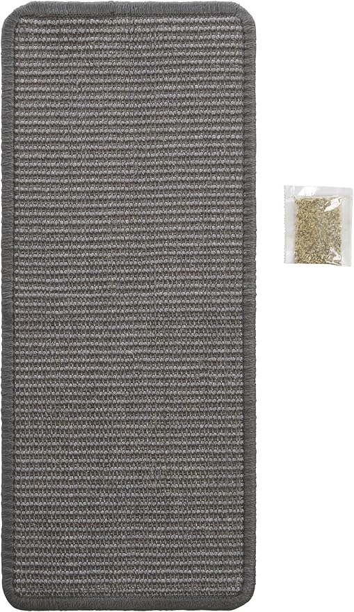 SAFAVIEH Cat Scratch Mat Pad Collection, 10" x 24", Gray, Boucle Weave, Velcro & Slip Resistant Backing