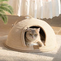 CHEERPALS Cat Cave Bed for Indoor Cats, 3 in 1 Cat House with Washable Cushion and Ball, Scratcher Bed, Cute Rope Bed for Kittens and Large Cat(White)