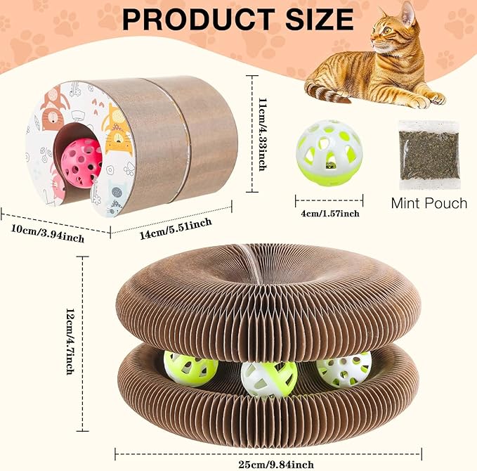 Kitty Kurlz Cat Toy, Reversible Infinity Style Magic Organ Cat Toy Made from Recycled Corrugated Cardboard Long Lasting (C-Shaped).