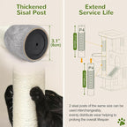Globlazer Extra Thick Scratching Posts Tower Sturdy 50-inch Corner Cat Tree Tower for Indoor Cats, Cat Tower for Adult Cats with Scratching Board, Kitty Condo, Basket, S50, Light Gray