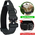 Heavy Duty Tactical Dog Collar – Adjustable Nylon with Metal Buckle, Durable & Comfortable for Medium to Large Dogs (German Shepherd, Labrador, Rottweiler), Black, XL, for Training & Outdoor Use.