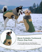 Doglay Dog Jacket Waterproof Dog Coat, Reflective Cold Weather Winter Coat, Adjustable Turtleneck Fleece Puppy Snow Jacket with Harness Hole for Small Medium Large Dogs