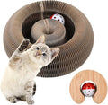 Magic Organ Cat Scratching Board, Interactive Scratch Pad with a Ball, Cat Scratcher for Grinding Claw, Recyclable and Durable, Furniture Protector, Retractable, Brown, Reversible