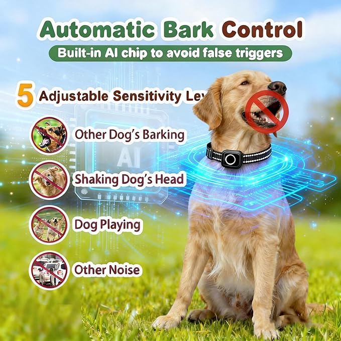 3-in-1 Dog Training Collar,Anti-Bark & Activity Monitor,3300ft Remote Range, LED Light, 3 Training Modes Beep Vibration Shock, Rechargeable Waterproof Dog Shock Collar for Small Medium Large Dogs