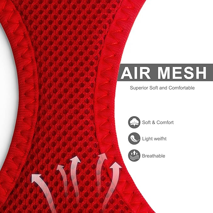 Fida Comfy Dog Harness with Leash, Cat Vest Harness Escape Proof, Breathable Lightweight Soft Mesh, Adjustable Reflective Step-in Harness for Puppy Toy Breeds & Extra-Small Pet (XXS, Red)