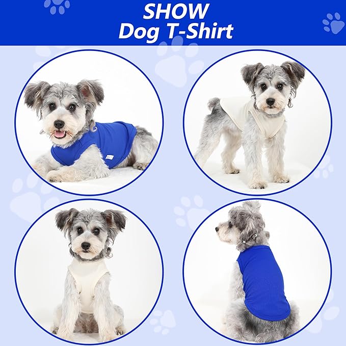 2 Pack Dog Clothes for Small Dogs Summer Dog Shirt Vest Girl Boy Lightweight Puppy T-Shirts Blank Soft and Cool Pet Clothing Sleeveless Medium Large Dog Outfit (White+Blue, XXX-Large)