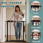 TSAYAWA Extra Wide Baby Gate with Door, 52.76~62.2 Inch Wide Presure Mounted No Drill Metal Auto Close Child Gate for Stair Doorway - Indoor Outdoor Safty Gate for Toddler Dog Doggie, Black