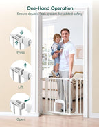 Babelio Baby Gate with Cat Door, CatPrivilege Ⅲ, Extra Wide 29-55" Cat Gate, 30" Tall Pressure Mounted Safety Gate for Large Openings, Stairs & Doorways, Auto Close, White