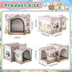 2 Story Cardboard Cat House with Scratcher Pad for Small Kitten,17x12x10 Multi Level Durable Cat Condo & Villa for Bunny Rabbit Small Animals Christmas Birthday Gift(17x12x10,Cottage)